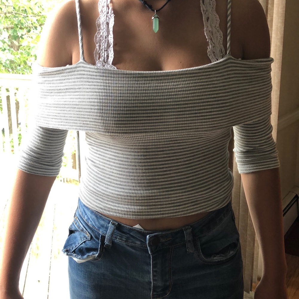off the shoulder striped top